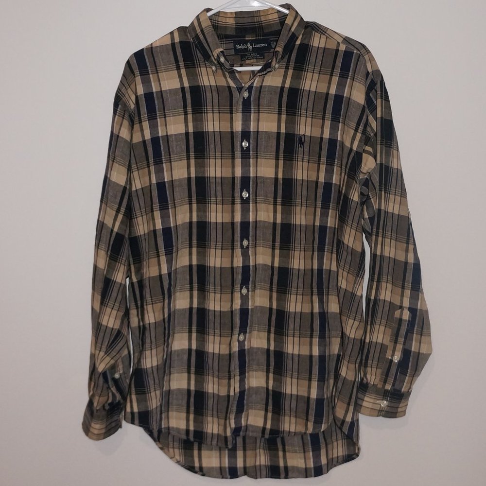 Ralph Lauren Blaire Button Down Plaid Long Sleeve Shirt Men's Size M